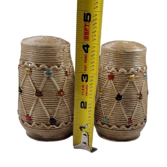 Tilso Barrel Drum Salt Pepper Shakers Hand Painted Ceramic #53/664 Vintage - Picture 4 of 5